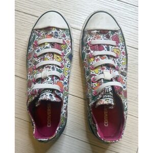 CONVERSE ALL STAR Juniors Size 3 Donut Cupcake Puzzle Heart Low Top‎ Sneakers.